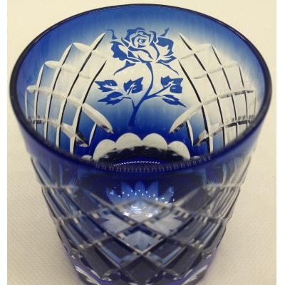 KOEDO川越硝子『 川越切子「薔薇斜矢来(瑠璃)」』