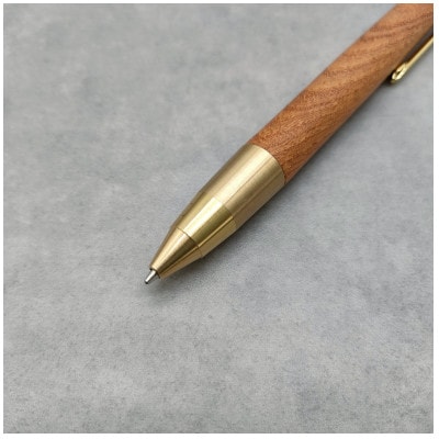 欅(けやき)木軸ペン　スタンダードタイプ・ノック式ボールペン(真鍮金具)