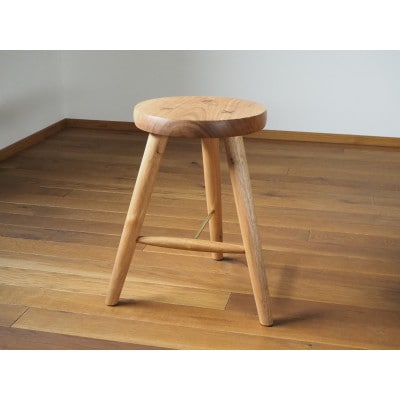 【UMEBACHI FURNITURE】 まる座スツール　3本脚　国産クルミ材【申込後生産】