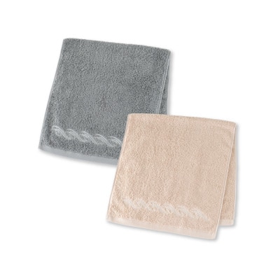 【1秒タオル】プレジール フェイスタオル2枚セット(ベージュ・ブルーグレー)