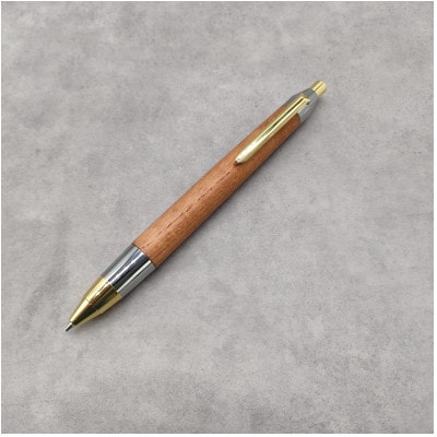 欅(けやき)木軸ペン　スタンダードタイプ・シャープペンシル(ゴールド＆シルバー金具) 固定ノック