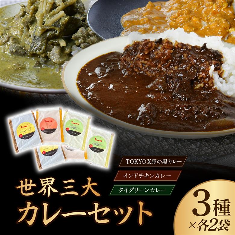 世界三大カレーセット (黒カレー･チキンカレー･グリーンカレー各2袋) タミー食品