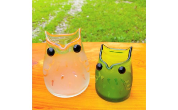 【ガラス製一輪挿し】ふくろう親子セット[52210765]