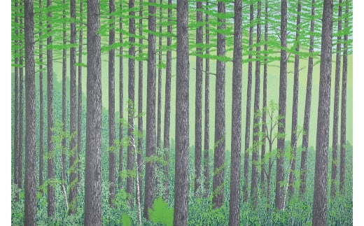 「新緑のカラ松林」燻金額