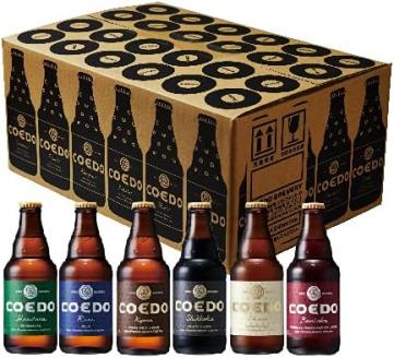 ＜7ヶ月定期便＞コエドビール 瓶6種類24本セット 【 毬花 瑠璃 伽羅 漆黒 白 紅赤 】(333ml×24本)計7992ml