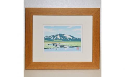 「水面の調べ（インチ）」【 版画 額付 小川手漉和紙 小暮真望 東松山 埼玉県 】