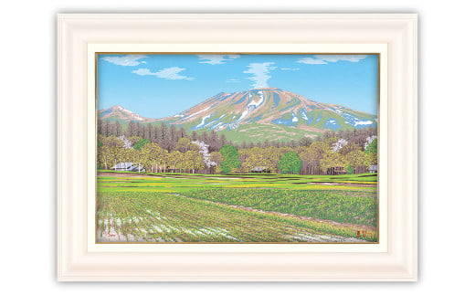 「瞬彩浅間」【 版画 額付 小川手漉和紙 小暮真望 東松山 埼玉県 】