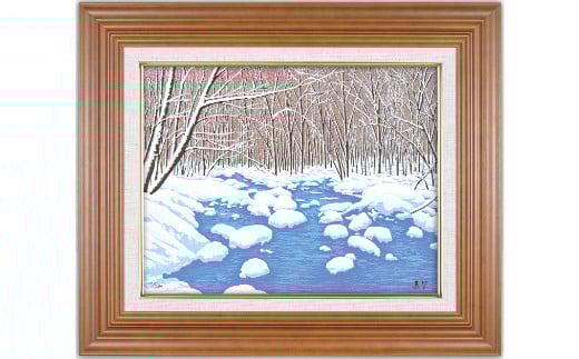 「渓雪」【 版画 額付 小川手漉和紙 小暮真望 東松山 埼玉県 】