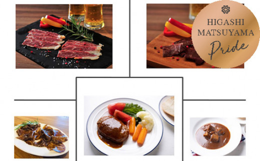 ビーフハンバーグ・ビーフシチュー【各8個】＋ビーフベーコン・ブレザオーラ・ビーフジャーキーより1点 国分牧場 【 ハンバーグ ビーフシチュー ベーコン レトルト 簡単 惣菜 東松山 】