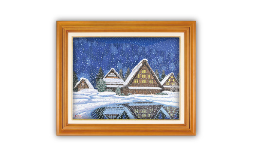 「合掌の灯」茶額縁【 版画 額付 小川手漉和紙 小暮真望 東松山 埼玉県 】