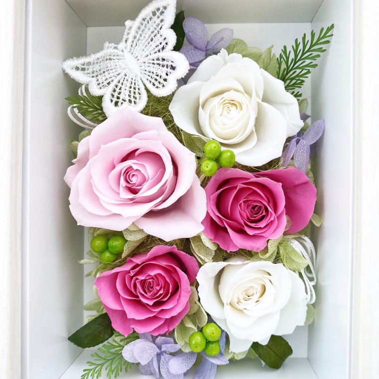 AJ029-1 プリザーブドフラワーアレンジ【スヴニール/ピンク】春日部市 シュガーパイン