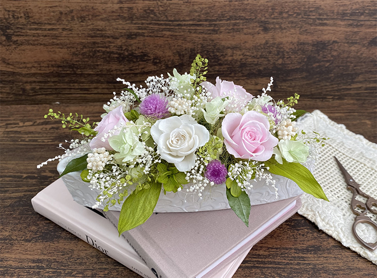 AJ068-1 プリザーブドフラワーアレンジ【ミニョン/ピンク】春日部市 シュガーパイン