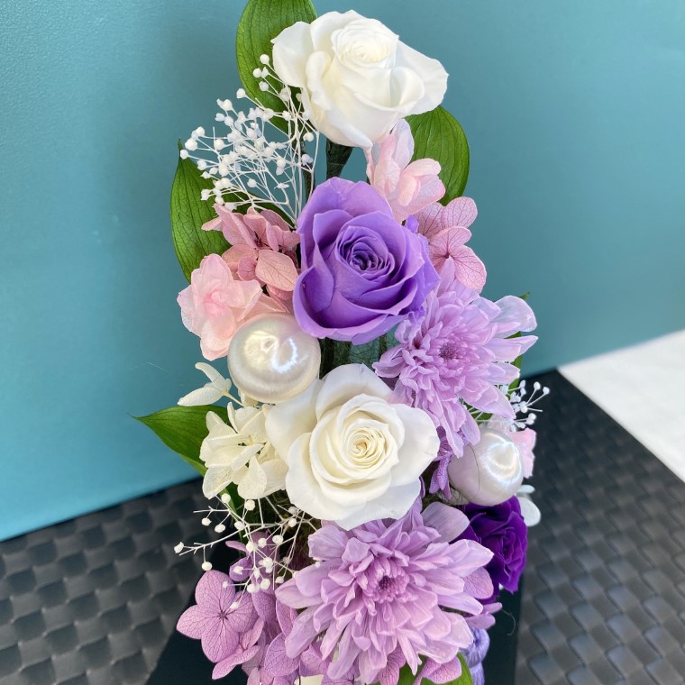 AJ084-2 プリザーブドフラワーアレンジ【美咲/紫】春日部市 シュガーパイン