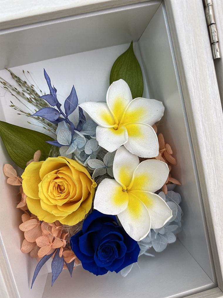 AJ128-1 プリザーブドフラワー【フォトフレーム・プルメリア】春日部市 シュガーパイン