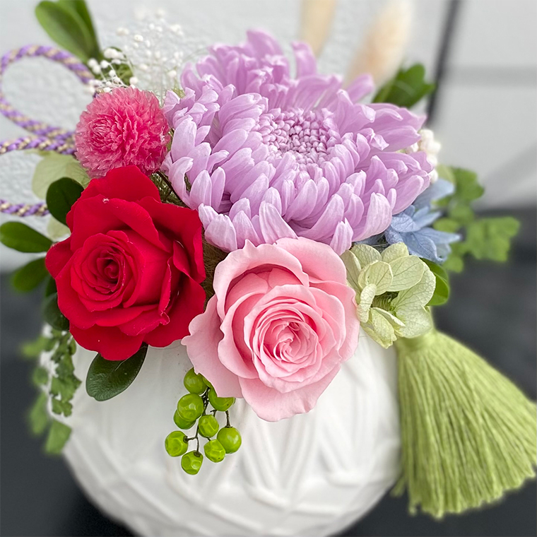 AJ148-1 プリザーブドフラワー【てまり/白】春日部市 シュガーパイン