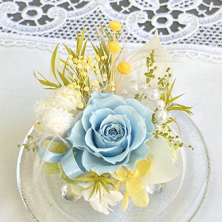 AJ218-1 プリザーブドフラワー【エンジェル/ブルー】春日部市 シュガーパイン