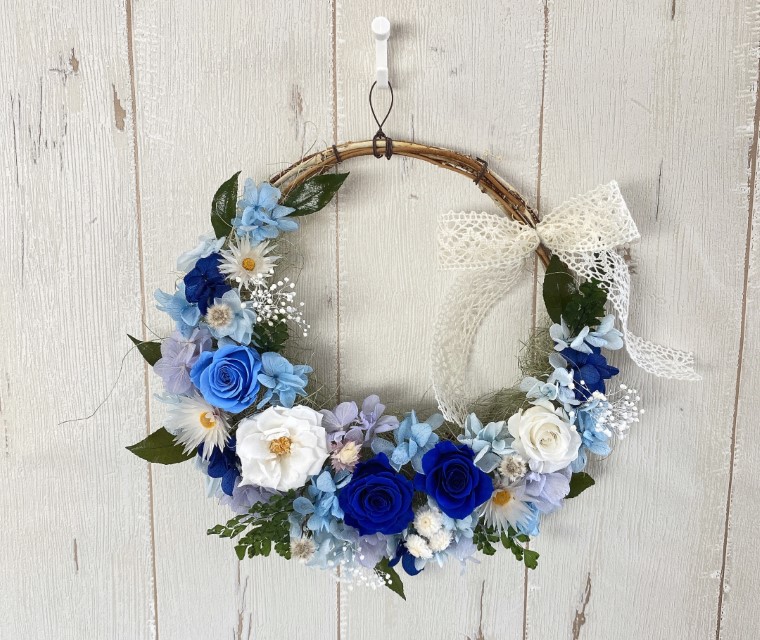 AJ024-1 プリザーブドフラワーアレンジ【シュエット/ブルー】春日部市 シュガーパイン