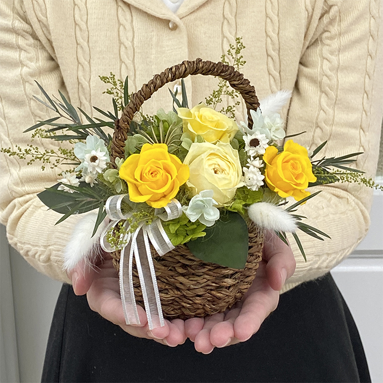 AJ048-1  プリザーブドフラワー　コロレ　イエロー　春日部市 シュガーパイン