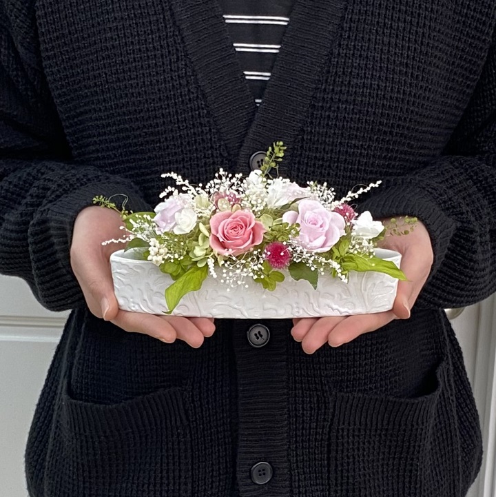 AJ067-1 プリザーブドフラワーアレンジ【ミニョン/キャンディピンク】春日部市 シュガーパイン