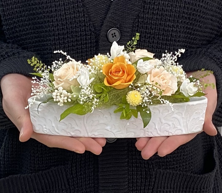 AJ069-1 プリザーブドフラワーアレンジ【ミニョン/フルーティオレンジ】春日部市 シュガーパイン