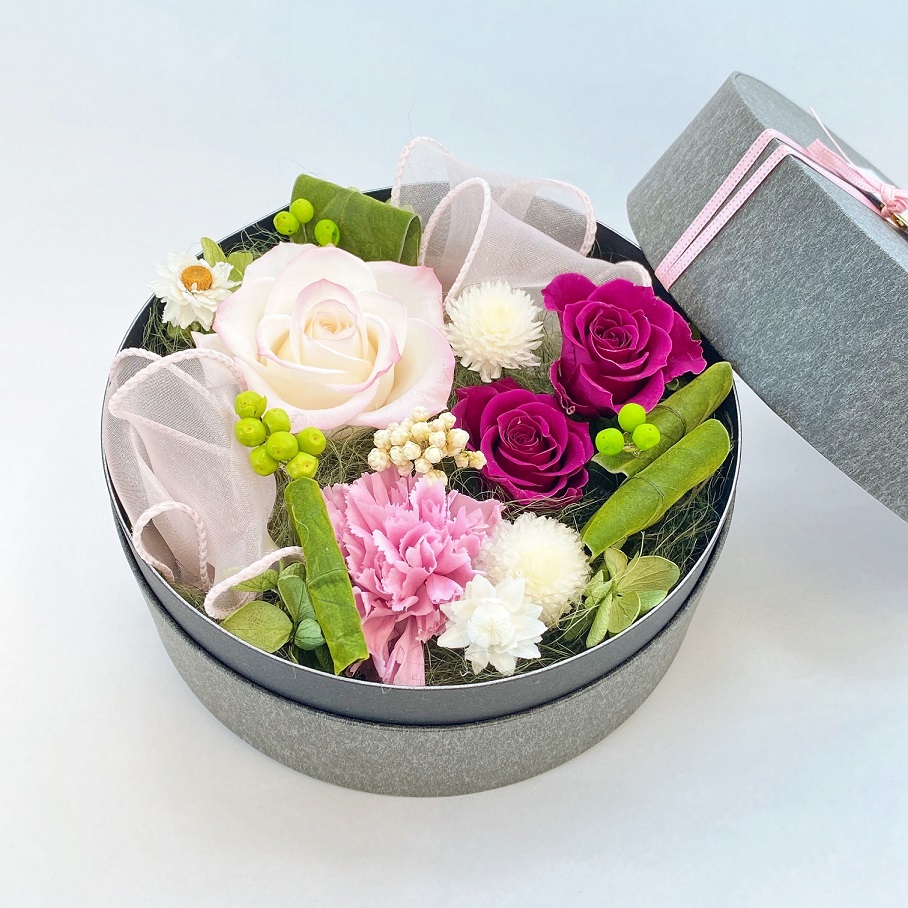 AJ075-1 プリザーブドフラワーアレンジ【レガロ/ボルドー】春日部市 シュガーパイン