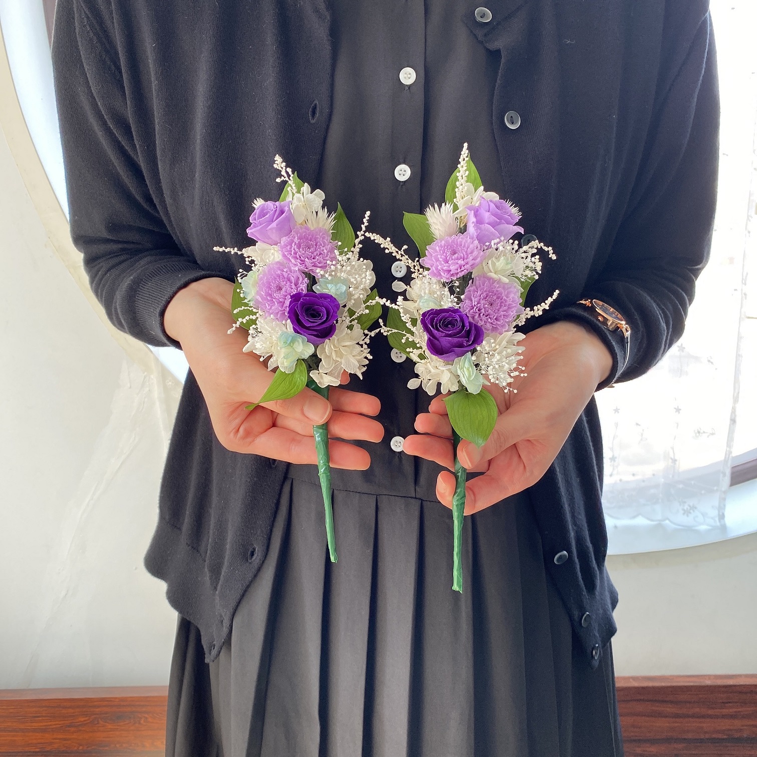 AJ077-1 プリザーブドフラワーアレンジ【綾香/紫】春日部市 シュガーパイン