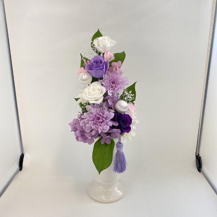 AJ084-2 プリザーブドフラワーアレンジ【美咲/紫】春日部市 シュガーパイン