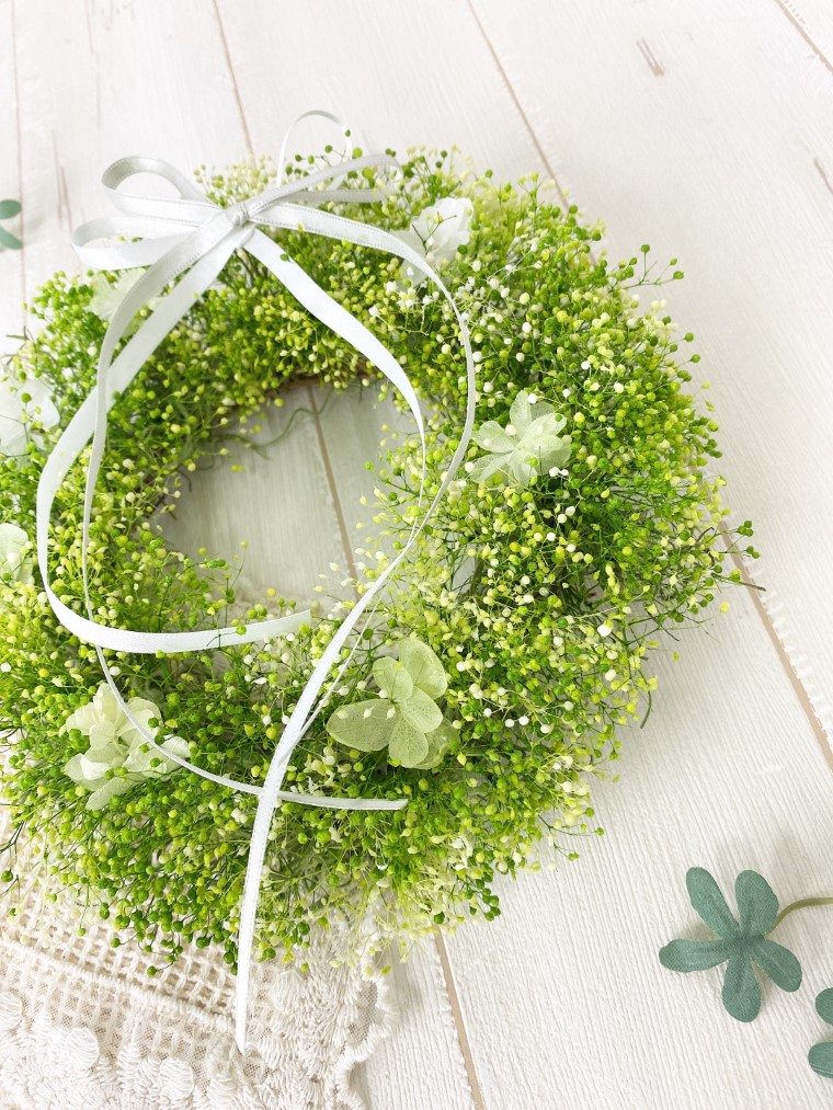 AJ090-1 プリザーブドフラワーリース【アンジュ/グリーン】春日部市 シュガーパイン