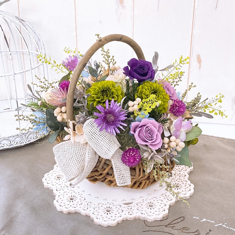 AJ121-1   プリザーブドフラワー　【パニエ】　春日部市シュガーパイン