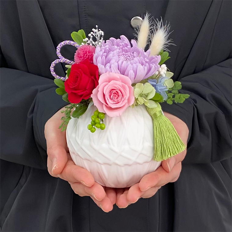 AJ148-1 プリザーブドフラワー【てまり/白】春日部市 シュガーパイン