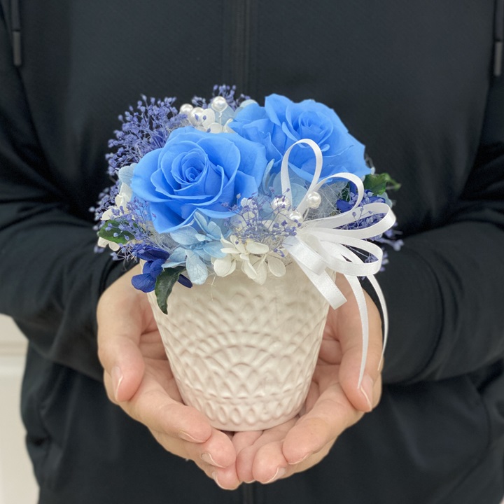 AJ172-2 プリザーブドフラワー【フローラ/ソーダブルー】春日部市 シュガーパイン