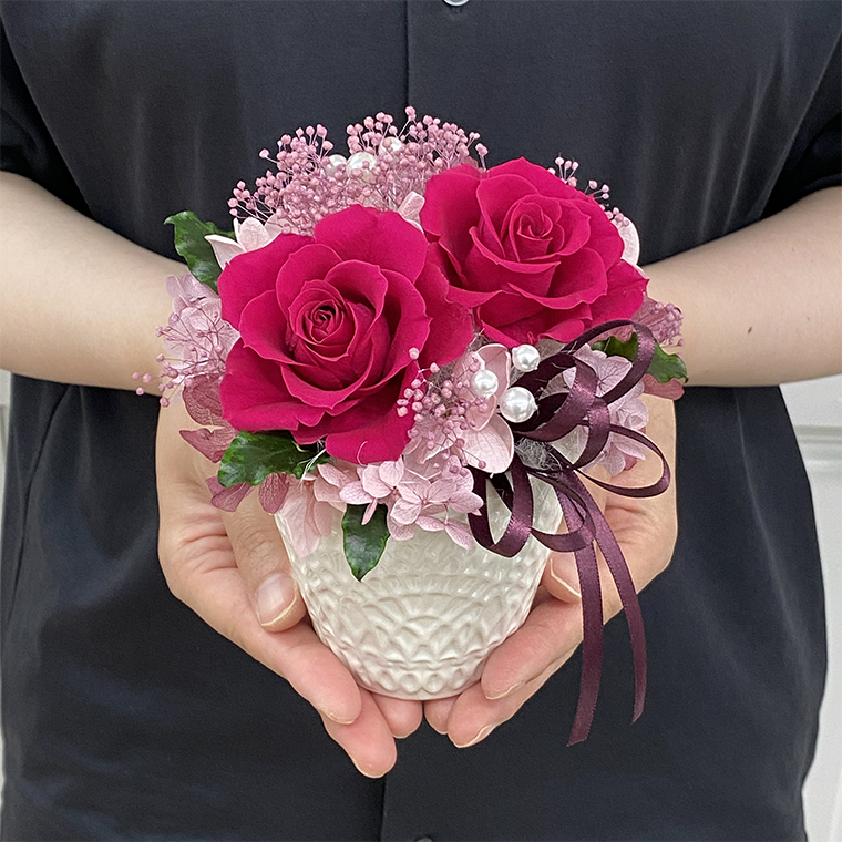 AJ173-2 プリザーブドフラワー【フローラ/ディープルビー】春日部市 シュガーパイン