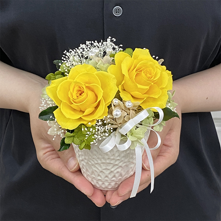 AJ178-2 プリザーブドフラワー【フローラ/ミモザイエロー】春日部市 シュガーパイン