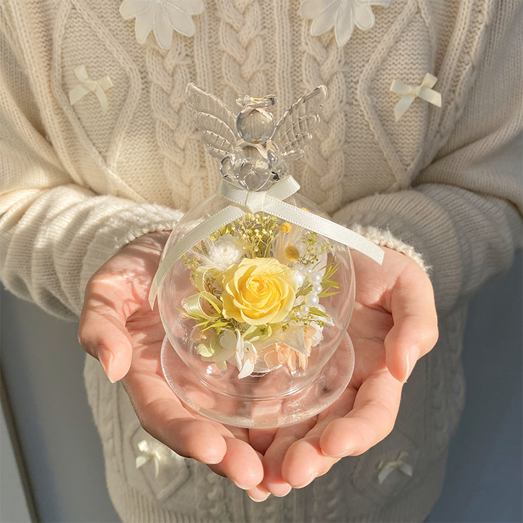 AJ217-1 プリザーブドフラワー【エンジェル/イエロー】春日部市 シュガーパイン