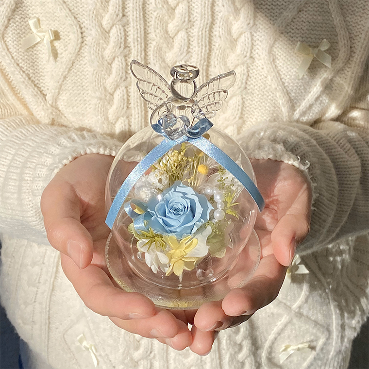 AJ218-1 プリザーブドフラワー【エンジェル/ブルー】春日部市 シュガーパイン