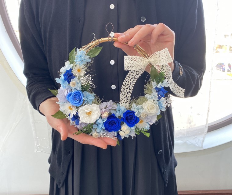 AJ024-1 プリザーブドフラワーアレンジ【シュエット/ブルー】春日部市 シュガーパイン