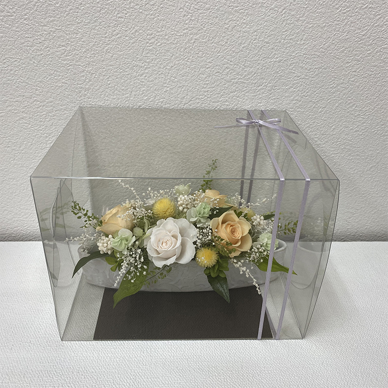 AJ066-1 プリザーブドフラワーアレンジ【ミニョン/イエロー】春日部市 シュガーパイン