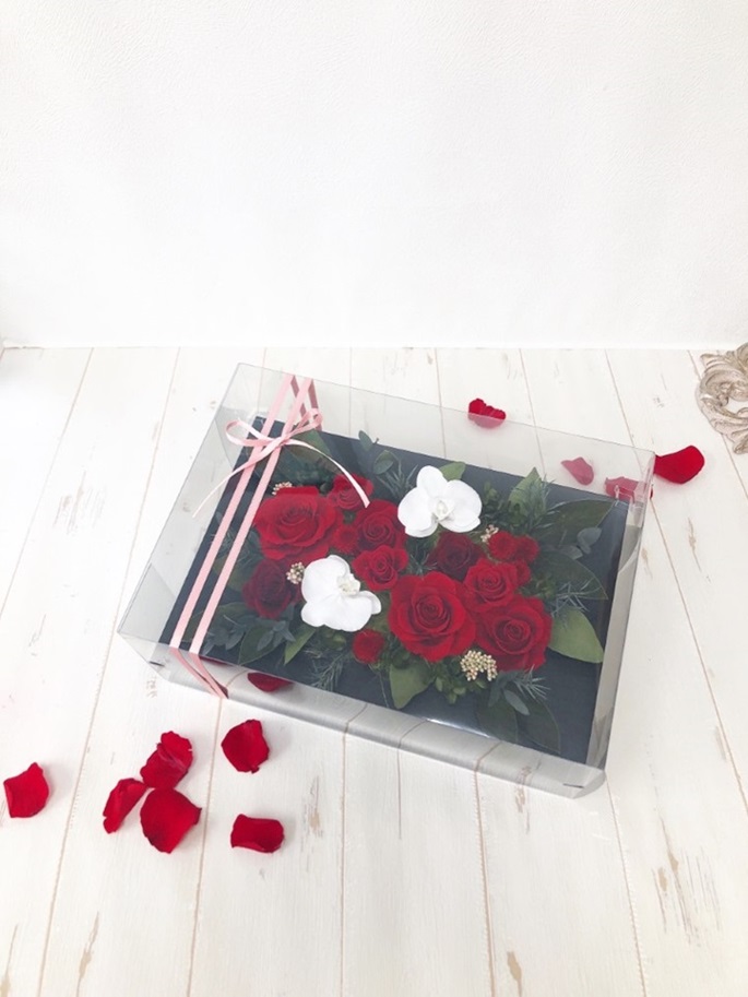 AJ071-1 プリザーブドフラワーアレンジ【ルージュ】春日部市 シュガーパイン