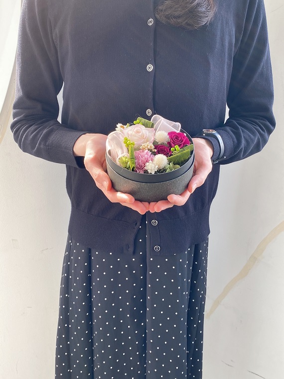 AJ075-1 プリザーブドフラワーアレンジ【レガロ/ボルドー】春日部市 シュガーパイン