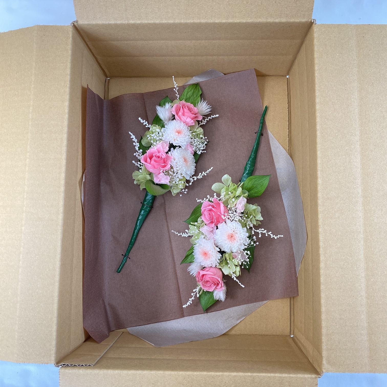 AJ078-1 プリザーブドフラワーアレンジ【綾香/桃】春日部市 シュガーパイン