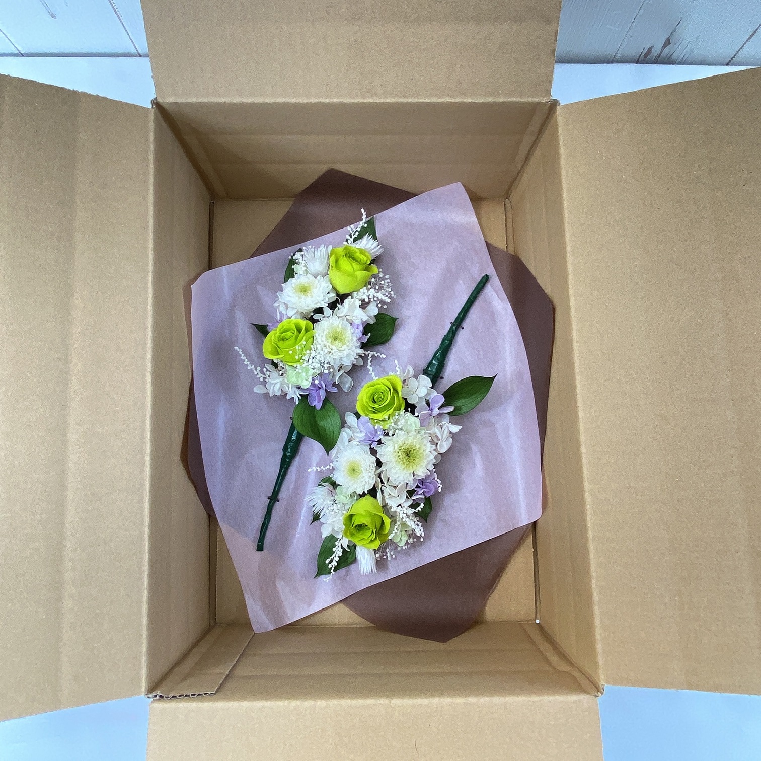 AJ079-1 プリザーブドフラワーアレンジ【綾香/緑】春日部市 シュガーパイン