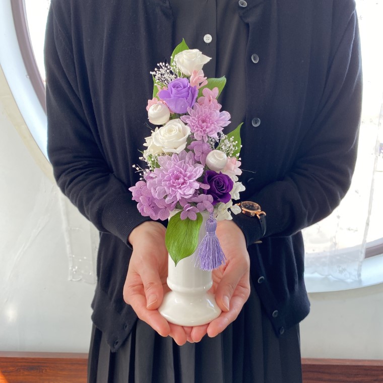 AJ084-2 プリザーブドフラワーアレンジ【美咲/紫】春日部市 シュガーパイン