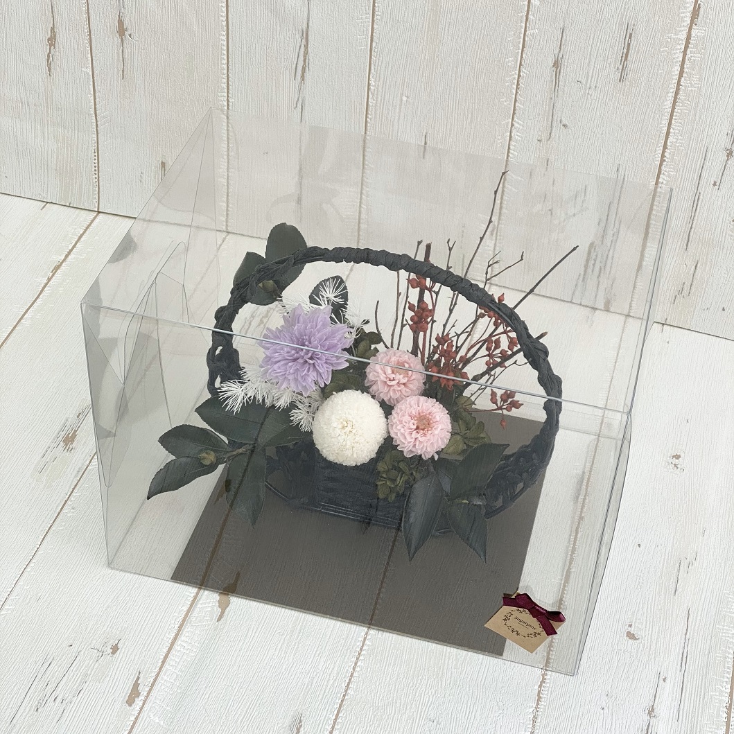 AJ088-2 プリザーブドフラワーアレンジ【葉月/桃藤】春日部市 シュガーパイン