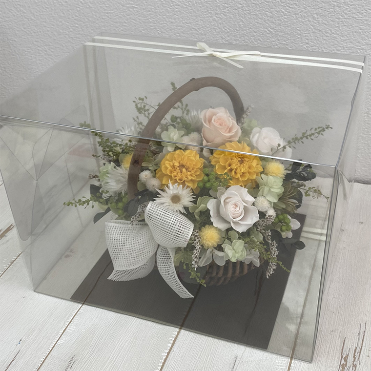 AJ132-1 プリザーブドフラワー【パニエ/イエロー】春日部市 シュガーパイン