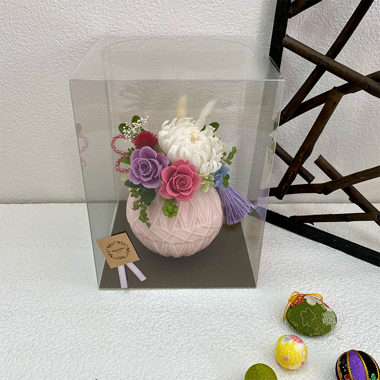 AJ146-1 プリザーブドフラワー【てまり/桃】春日部市 シュガーパイン