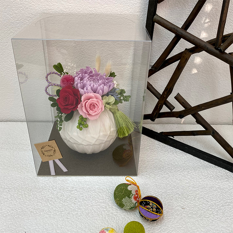 AJ148-1 プリザーブドフラワー【てまり/白】春日部市 シュガーパイン