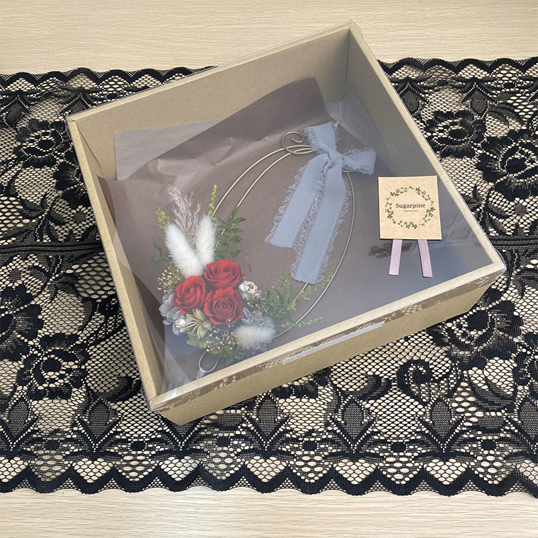 AJ213-1 プリザーブドフラワー【プリューム/レッド】春日部市 シュガーパイン