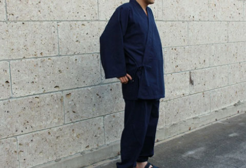 作務衣 さむえ 紺 武州正藍染 作業着 室内着 ファッション 衣料 おしゃれ 服 シンプル ポケット付き ゴム 藍染 衣類 服 埼玉県 羽生市