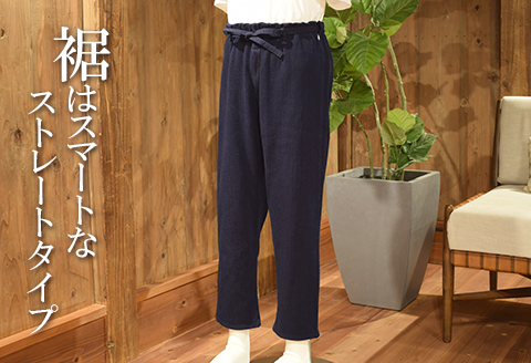 武州の藍染め 刺し子作務衣 LLサイズ 上下セット 作業着 室内着 さむえ ファッション 衣料 おしゃれ 服 シンプル ポケット付き ゴム 衣類 服 埼玉県 羽生市