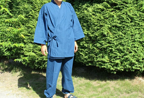 作務衣 さむえ あさぎ 武州正藍染 作業着 室内着 ファッション 衣料 おしゃれ 服 シンプル ポケット付き ゴム 藍染 衣類 服 埼玉県 羽生市